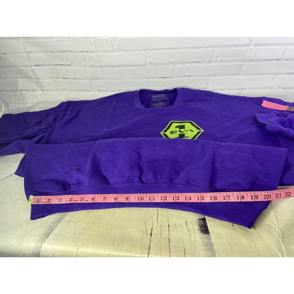 Evangelion Neon Genesis EVA 1 Anime Pullover Crew Sweatshirt Purple Mens 2XL - Picture 8 of 11